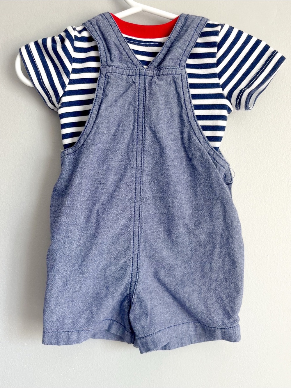 Disney Baby Mickey Mouse shortalls overalls striped tshirt size 3-6 months - Picture 5 of 6